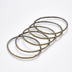 Топаз Латунные цепные браслеты, со стразами, металлический черный , топаз, 2 дюйм (5 см), 2 мм