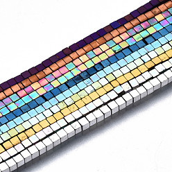 (52) Непрозрачная лаванда Гальванизировать немагнитных синтетический гематит бисер пряди, бисер нитей, кубические, разноцветные, 1.5x1.5x1.5 мм, отверстие : 0.5 мм, около 285~288 шт / нитка, 15.75 дюйм ~ 16.14 дюйм (40 см ~ 41 см)