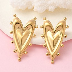 Настоящее золото 18K Ионное покрытие (ip) 304 серьги-гвоздики из нержавеющей стали для женщин, сердце, реальный 18 k позолоченный, 36x21 мм