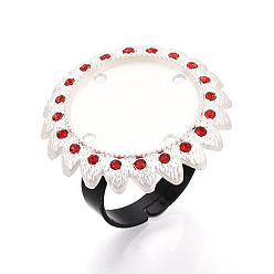 Серебро Основание-кольцо из сплава, железа и стразов с вращающимся подносом, изготовление колец с цветочной подкладкой для снятия тревожности, серебряные, 27x27 мм, внутренний диаметр: 17 мм, Размер лотка: 18 мм