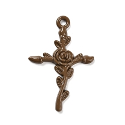 Cross Подвески из сплава , кокосового коричневый, крестик, 34.5x23.5x3 мм, отверстие : 2 мм