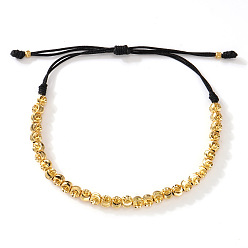 Золотой Латунные бисерные плетеные браслеты из бисера, плетеные браслеты из полиэфирного шнура для женщин, круглые, золотые, 11.02 дюйм (28 см)