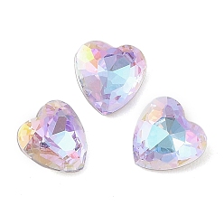 Светло-витражный Стеклянные стразы кабошоны, плоская задняя и задняя, граненые, сердце, витражный свет, 8x8x4 мм