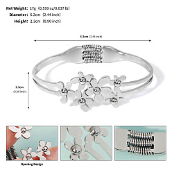 Нержавеющая Сталь Цвет Цветок 304 браслеты-манжеты из нержавеющей стали, шарнирные браслеты для женщин, цвет нержавеющей стали, 7/8 дюйм (2.3 см), внутренний диаметр: 2-1/2 дюйм (6.2 см)