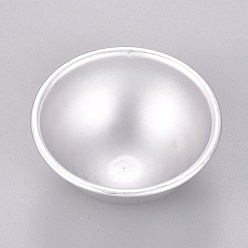 Silver Aluminium Alloy Bath Bomb Mold, for Bath Bombs Handmade Soaps, Half Round, Silver, 67.5x34mm
