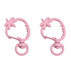 Pink Поворотные застежки с клубничной отделкой, окрашенные распылением, DIY брелок аксессуары изготовление мобильного телефона цепочка сумка кулон пряжка материал, розовые, 23x39 мм, 2 шт / комплект