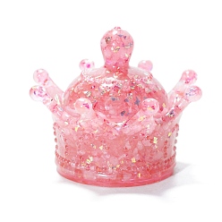 Розовый Кварц Подарочные коробки из смолы, с натуральным розовым кварцем внутри шкатулок для ювелирных изделий, корона, 78x67 мм