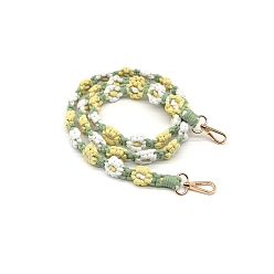 Light Yellow Macrame Daisy Cotton Rope & Polyester Weave Bag Handles, for Bag Making, Light Yellow, 130x2cm