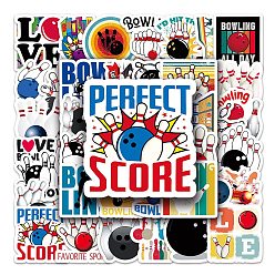 Sports Waterproof Self Adhesive Stamping Stickers Sets, DIY Hand Account Photo Album Decoration Sticker, Bowling, Sports Themed Pattern, 40~50mm, 50 styles, 1pc/style, 50pcs/set