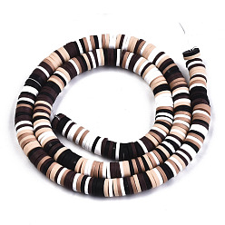 Coconut Brown Handmade Polymer Clay Beads Strands, for DIY Jewelry Crafts Supplies, Heishi Beads, Disc/Flat Round, Coconut Brown, 6x0.5~1mm, Hole: 1.8mm, about 290~320pcs/strand, 15.75 inch~16.14 inch(40~41cm)