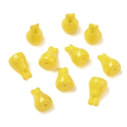 Yellow Vintage Handmade Porcelain Beads, Fancy Antique Glazed Porcelain, Rabbit, Yellow, 17.5x11mm, Hole: 2mm