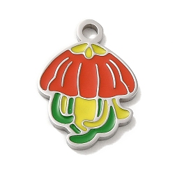 Нержавеющая Сталь Цвет 304 нержавеющей стальной эмали подвески, очарование медузы, цвет нержавеющей стали, 16.5x12.5x1.5 мм, отверстие : 1.8 мм