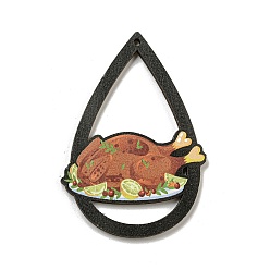 Food Древесины подвески, тема благодарения, чёрные, питание, 54x38x3 мм, отверстие : 2 мм