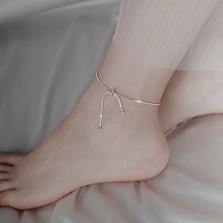 Круглые Браслеты на ногу из нержавеющей стали со змеиной цепочкой для женщин, цвет нержавеющей стали, круглые, 8.27 дюйм (21 см)