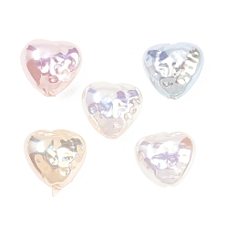 (52) Непрозрачная лаванда Гальванизированные стеклянные бусины, имитирующие жемчуг, сердце, разноцветные, 13~13.5x14~14.5x8~8.5 мм, отверстие : 1~1.2 мм