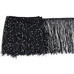 Schwarz 5m Paillettenquaste Polyesterbandbesatz, Kleidungszubehör, Schwarz, 7-7/8 Zoll (200 mm), ca. 5.47 Yards (5 m)/Beutel