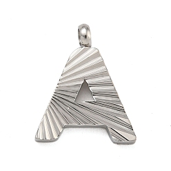 Letter A 304 прелести нержавеющей стали, гравированная фигурка ручной работы, полностью отполированный, цвет нержавеющей стали, буква a, 12.5x11.5x2 мм, отверстие : 1.8 мм