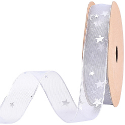 Светло-серый Полиэфирные ленты, плоский со звездным узором, светло-серый, 1 дюйм (25 мм), около 20.00 ярдов (18.29 м) / рулон
