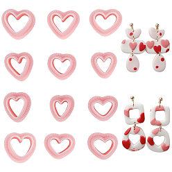 Pink 12шт. 12 стили пластиковые глиняные прессованные формы, резцы глины, инструменты для лепки из глины, для изготовления серьги diy, сердце, розовые, 13~16x13~17.5x11 мм, 1 шт / стиль