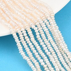 Бежевый Нити из натурального культивированного пресноводного жемчуга, рондель, класс 3, бежевые, 3~3.5 мм, отверстие : 0.6 мм, около 164~165 шт / нитка, 14.57'' (37 см)