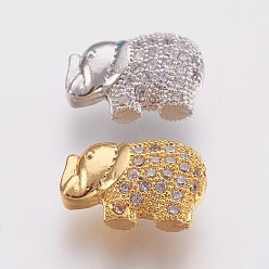 (52) Непрозрачная лаванда Латунные микро проложить кубического циркония бусы, без свинца и без кадмия, слон, разноцветные, 8.5x13x5 мм, отверстие : 0.8 мм