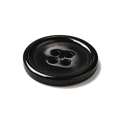 Black Resin Buttons, Dyed, Flat Round, Black, 22x3mm, Hole: 2mm, 195pcs/bag