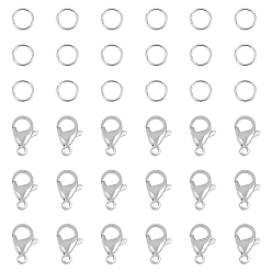 Stainless Steel Color 304 Stainless Steel Lobster Claw Clasps, with Jump Rings, Stainless Steel Color, 240pcs/box