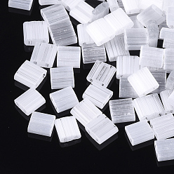 Прозрачный 2-дырочные стекло бисер, имитации кошачьего глаза , прямоугольные, прозрачные, 5x4.5~5.5x2~2.5 мм, отверстие : 0.5~0.8 мм