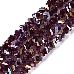 Dark Red Electroplate Transparent Glass Beads Strands, Triangle, Faceted, AB Color Plated, Dark Red, 2~3x3~3.5x3~3.5mm, Hole: 0.7~0.9mm, about 122~136pcs/strand, 10.43~11.61 inch(26.5~29.5cm)