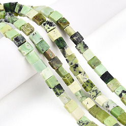 Змеевик Природные серпантину нитей бисера, квадратный, 6~7x6~7x3~4 мм, отверстие : 0.7 мм, около 58~64 шт / нитка, 14.96~15.35 дюйм (38~39 см)