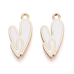 Белый Подвески из эмали и сплава, стойки покрытие, сердце прелести, золотые, белые, 21x10x1.2 мм, отверстие : 1.6 мм