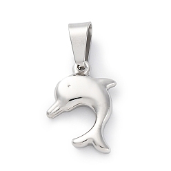 Нержавеющая Сталь Цвет 304 подвески из нержавеющей стали, прелести дельфинов, анти-тускнение, цвет нержавеющей стали, 17x13x3.5 мм, отверстие : 6x3.5 мм
