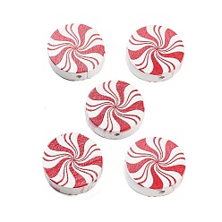 Круглые Деревянные бусины, конфеты, красные, круглые, 19.5x5.5 мм, отверстие : 2 мм