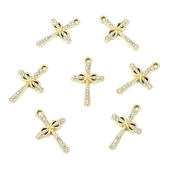 Золотой 10подвески со стразами из сплава, uv покрытие, крестик, золотые, 26x16.5x2.5 мм, отверстие : 1.8 мм