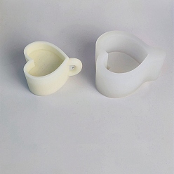 White Heart DIY Silicone Candle Cup Molds, Resin Plaster Cement Casting Molds, White, 9x7.6x5.3cm, Inner Diameter: 5.35x5.9cm