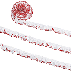 Белый 5 м полиэфирная лента, платье из шифона с плиссированной кружевной отделкой, белые, 1-1/8 дюйм (30 мм), около 5.47 ярдов (5 м) / комплект