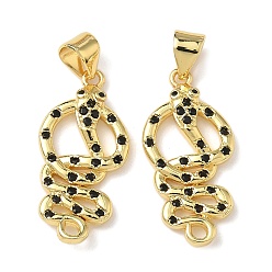 Настоящее золото 18K Латунные микро проложить кубического циркония подвески, стойки покрытие, змея, без свинца и без кадмия, долговечный, реальный 18 k позолоченный, 24x11.5x2.5 мм, отверстие : 5x3.5 мм