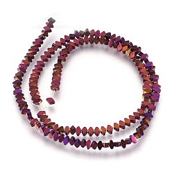 С Фиолетовым Покрытием Гальванизировать немагнитных синтетический гематит нитей бисера, полированный, ромб, с фиолетовым покрытием, 3x4x2 мм, отверстие : 1 мм, около 158~160 шт / нитка, 15.3 дюйм ~ 15.5 дюйм (39~39.5 см)