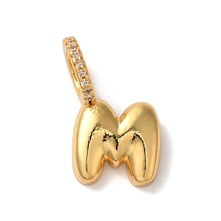 Letter M Латунные микро проложить кубического циркония подвески, без свинца и без кадмия, долговечная гальваническая буква М, 18x11x9 мм, отверстие : 5 мм