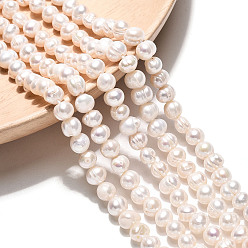 Кремово-белый Нити из натурального культивированного пресноводного жемчуга, картофель, кремово-белые, 5~6x4.5~6.5 мм, отверстие : 0.6 мм, около 35~36 шт / нитка, 6.89~7.09 дюйм (17.5~18 см)