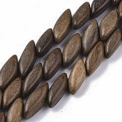 Sienna Undyed & Natural Wenge Wood Beads Strands, Waxed, Quadrangle, Sienna, 16~22x6~8x6~8mm, Hole: 0.8mm, about 65pcs/strand, 34.65 inch