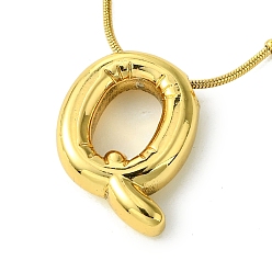 Letter Q Ion Plating(IP) Initial Letter 304 Stainless Steel Pendant Necklaces, Real 18K Gold Plated, Letter Q, 15.91 inch(40.4cm), pendant: 19x15mm