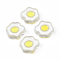 WhiteSmoke Transparent Acrylic Beads, with Enamel, Poached Egg, WhiteSmoke, 22x25x9mm, Hole: 3mm
