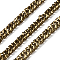 Antique Bronze Aluminium Curb Chain, Unwelded, with Spool, Antique Bronze, 9.5x7x1.5mm, about 114.83 Feet(35m)/Roll