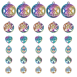 Mixed Shapes 30 шт. 6 стили полые подвески из сплава радужного цвета, без кадмия и без свинца, разнообразные, 18~38.5x15.5~34x1~3 мм, отверстие : 1.4~3 мм, 5 шт / стиль