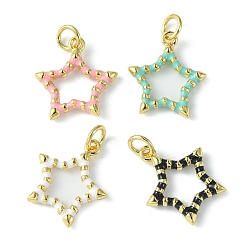 (52) Непрозрачная лаванда Реечное покрытие подвески из экологически чистой латуни с эмалью, с целью перехода в кольце, долговечный, без свинца и без кадмия, реальный 18 k позолоченный, звезда очарование, разноцветные, 16.5x14.5x2 мм