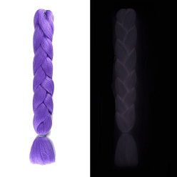 Сине-фиолетовый Светящиеся высокотемпературные волокна, длинные косы, парик, волосы, светящиеся в темноте парики с косами, синий фиолетовый, 600 мм