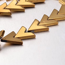 с Золотистым Покрытием Гальванизировать немагнитных синтетический гематит нитей бисера, Буква V, с золотым покрытием, 16x17x3 мм, отверстие : 1 мм, около 35 шт / нитка, 15.7 дюйм