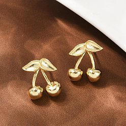 Настоящее золото 18K Серьги-гвоздики из вишневой латуни, стойки покрытие, долговечный, без свинца и без кадмия, реальный 18 k позолоченный, 16x13.5 мм