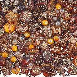 (932FM) Темно-синий аква-матовый с подкладкой Наборы бисера своими руками, в том числе акриловые бусины, Стеклянные бусины, темно-золотистые, 3~22.5x3~21x3~13 мм, отверстие : 1~5.5 мм